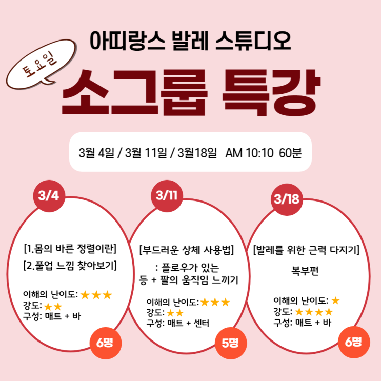  안양발레 :: 3월 소그룹 특강 오픈!!