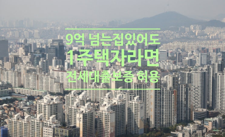  9억 넘는 집 갖고 있어도 1주택자라면 '전세대출보증' 허용