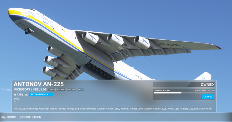 MSFS Antonov AN-225 출시!