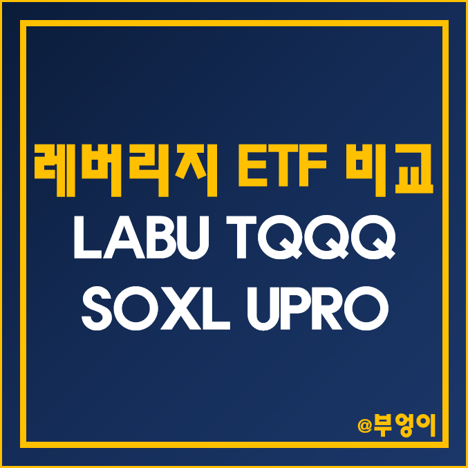 미국 3배 레버리지 ETF 비교 - LABU TQQQ SOXL UPRO 주가 및 배당 수익률 미국 3배 레버리지 ETF 비교 - LABU TQQQ SOXL UPRO 주가 및 배당 수익률