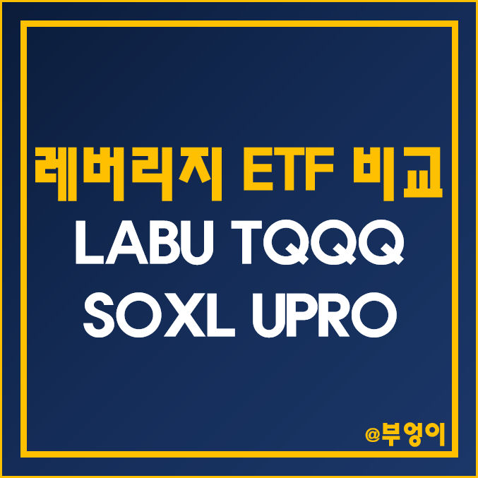 미국 3배 레버리지 ETF 비교 - LABU TQQQ SOXL UPRO 주가 및 배당 수익률