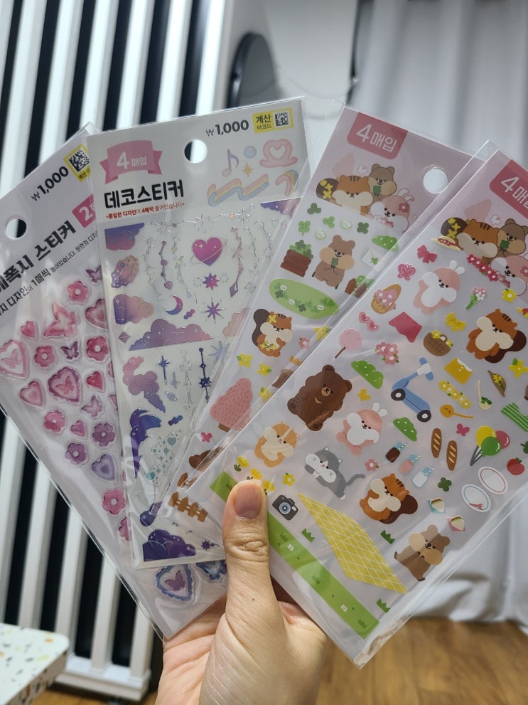  [다이소] 봄봄시리즈_볼이 빵빵한 친구들 데코 스티커, 에폭시 스티커