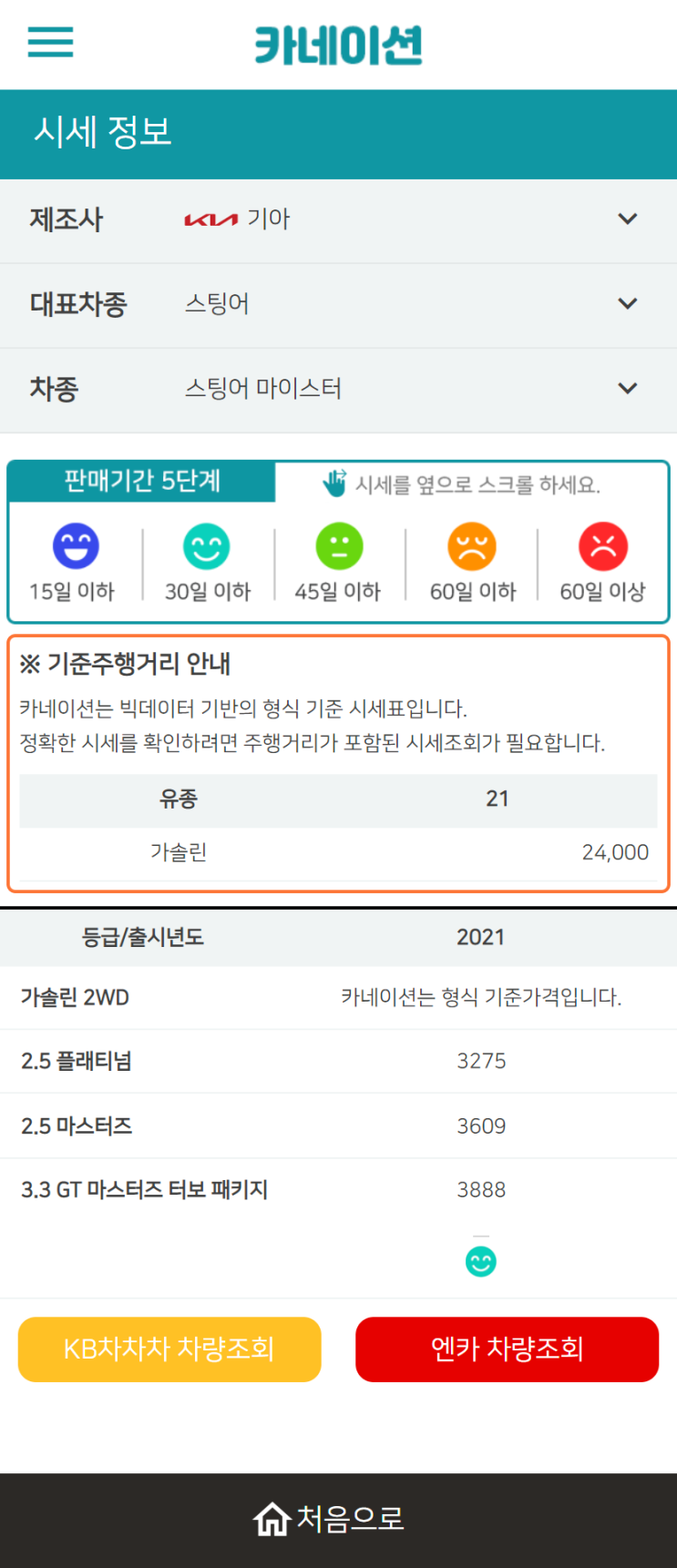 하우머치카 2023년 2월 스팅어 마이스터 중고차시세.가격표 하우머치카 2023년 2월 스팅어 마이스터 중고차시세.가격표