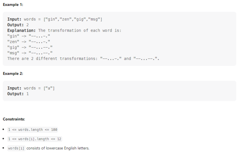 JAVA_Unique Morse Code Words_LeetCode 804 : 네이버 블로그
