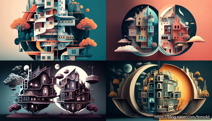  Art gallery : AI 이미지 - 아파트 이미지surreal fantasy apartments abstract