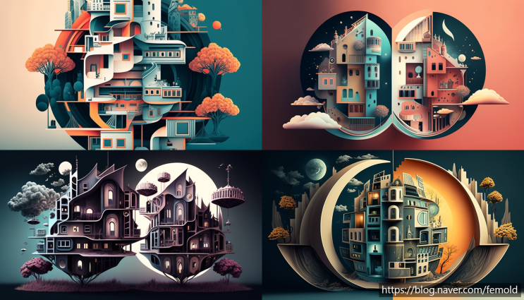 Art gallery : AI 이미지 - 아파트 이미지surreal fantasy apartments abstract