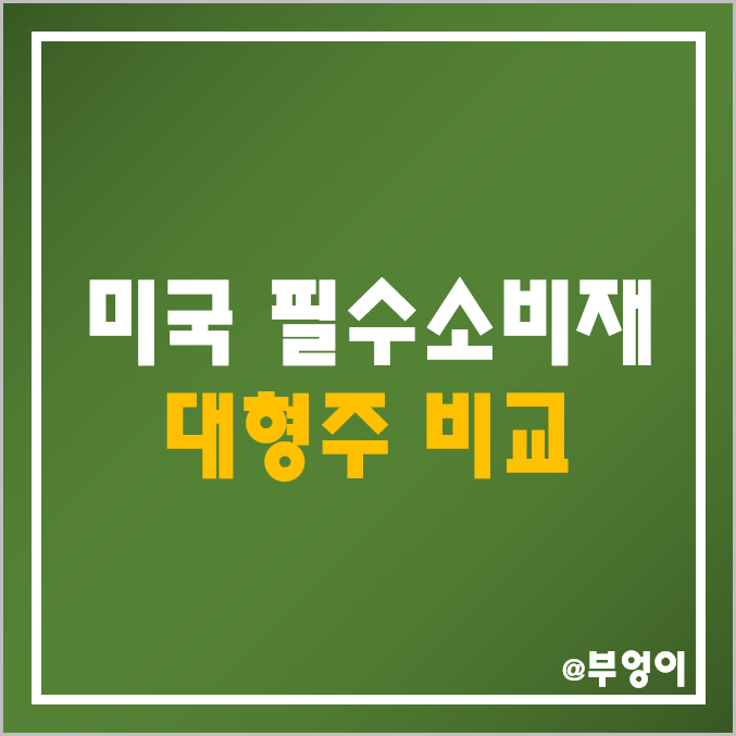 미국 경기방어주 비교 : 월마트, 프록터 앤드 갬블, 코카콜라, 펩시, 코스트코, 필립모리스 주식 등 필수소비재 관련주 주가 PER PBR 배당금 배당성향 매출액 수익률 목표가 등