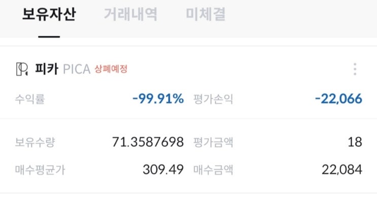  코인원 피카 상장 폐지