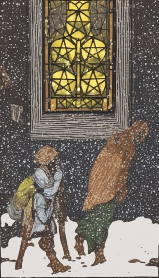 타로 카드 마이너 펜타클 5(Five of Pentacles) 정방향 해석, 키워드, 시, 그림 #00312 타로 카드 마이너 펜타클 5(Five of Pentacles) 정방향 해석, 키워드, 시, 그림 #00312