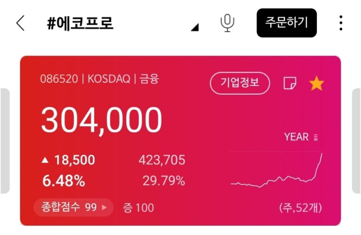 에코프로 주가 30만원 돌파!  와우!