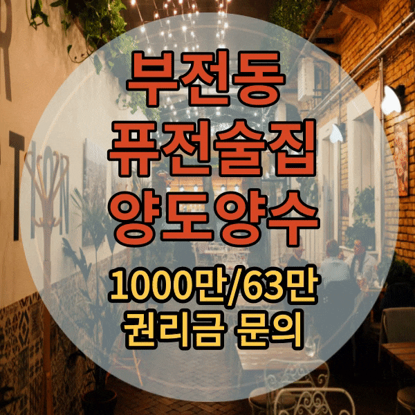  부전동 전포 거리 인근 작은 [퓨전 술집] 양도양수 / 소주방, 카페, 로바다야키, 소규모 음식점 추천