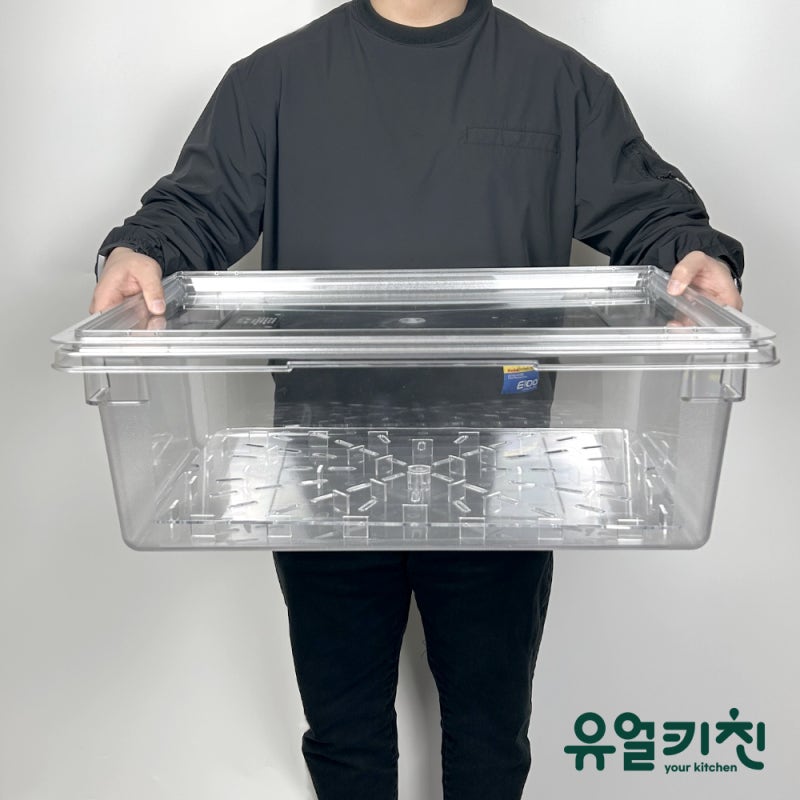 대형 식재료보관통 추천 PC 투명 바트 밧드 업소용 대량급식 정리함 보관통 야채 고기 식품공....
