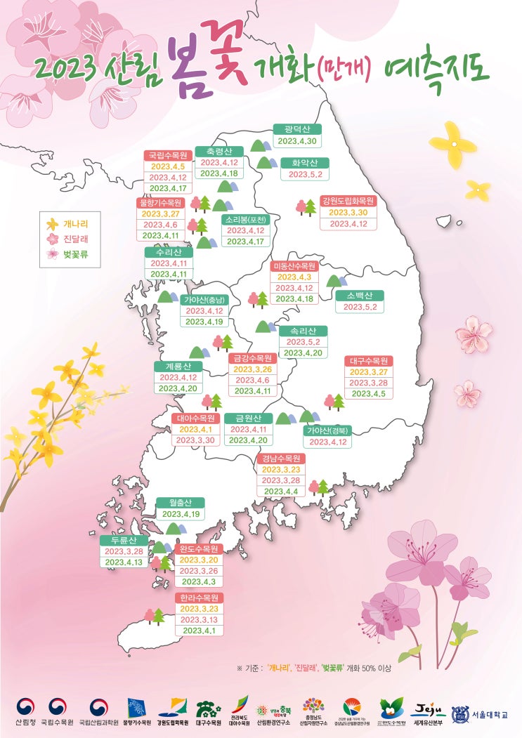 ‘2023년 봄꽃 개화 예측지도’ 발표_산림청 ‘2023년 봄꽃 개화 예측지도’ 발표_산림청