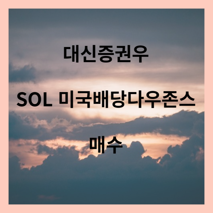  대신증권 우 와 SOL 미국 배당 다우 존스 매수
