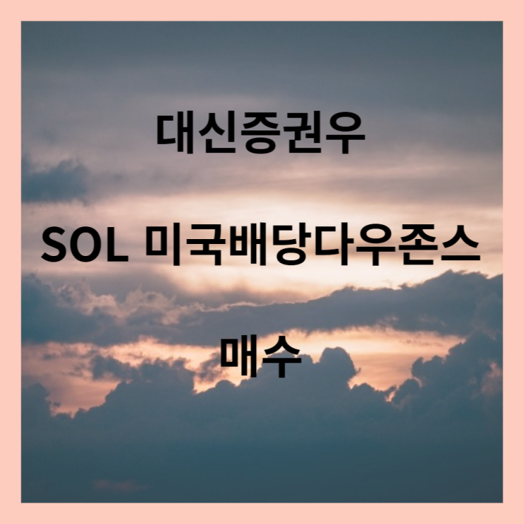 대신증권 우 와 SOL 미국 배당 다우 존스 매수