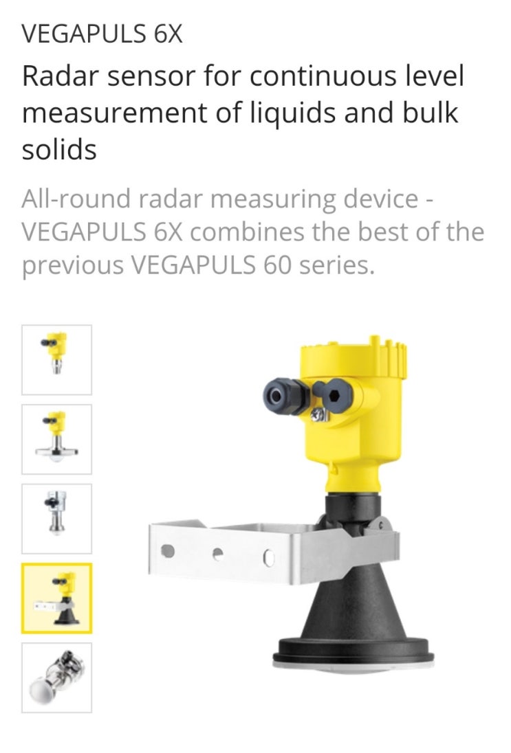  VEGAPULS 6X 레이다수위계 내불식성 탱크