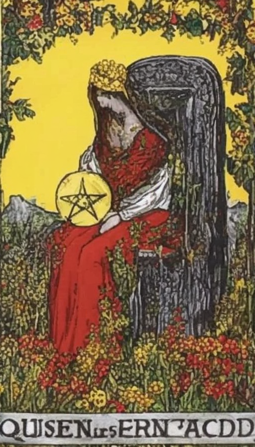 타로 카드 마이너 펜타클 퀸(Queen of Pentacles) 정방향 해석, 키워드, 시, 그림 #00320 타로 카드 마이너 펜타클 퀸(Queen of Pentacles) 정방향 해석, 키워드, 시, 그림 #00320