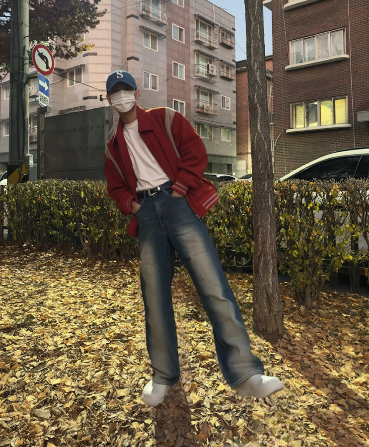  [D31] 패디드 바시티 자켓 브릭 레드