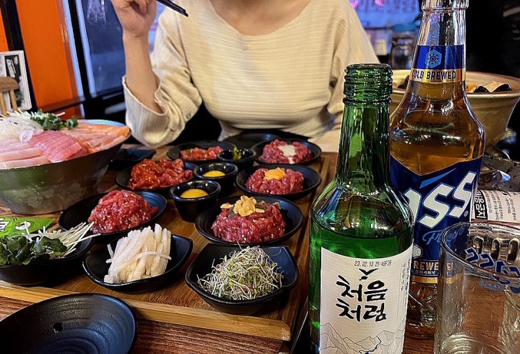  육회와 연어, 참치 무한리필을 찾는다면 건대 육회한연어로 (육회 6종)