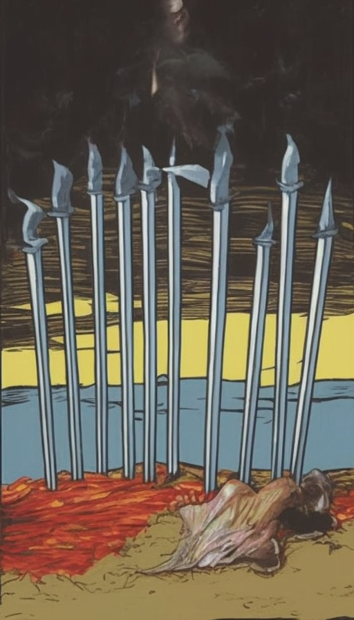 타로 카드 마이너 소드 10(Ten of Swords) 정방향 해석, 키워드, 시, 그림 #00331 타로 카드 마이너 소드 10(Ten of Swords) 정방향 해석, 키워드, 시, 그림 #00331