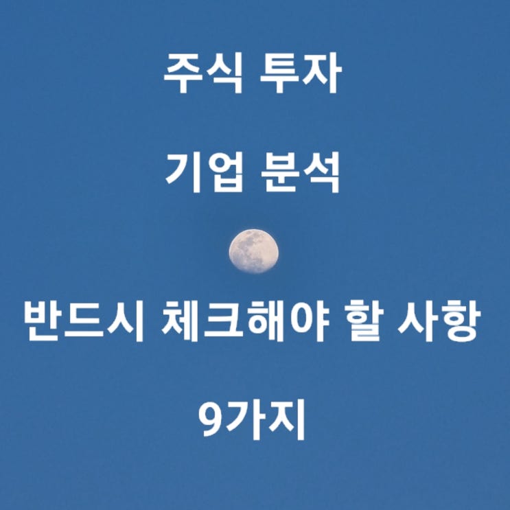  주식투자 주식분석 기업분석 반드시 체크해야 할 사항 9가지