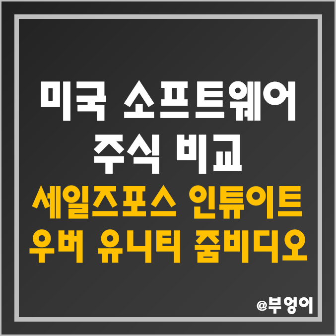 미국 소프트웨어 산업 기업 비교 : 세일즈포스 CRM 인튜이트 서비스나우 NOW 우버 UBER 워크데이 유니티 U 줌 비디오 스노우플래이크 주식 주가 시가총액 배당금 목표가 순위 미국 소프트웨어 산업 기업 비교 : 세일즈포스 CRM 인튜이트 서비스나우 NOW 우버 UBER 워크데이 유니티 U 줌 비디오 스노우플래이크 주식 주가 시가총액 배당금 목표가 순위