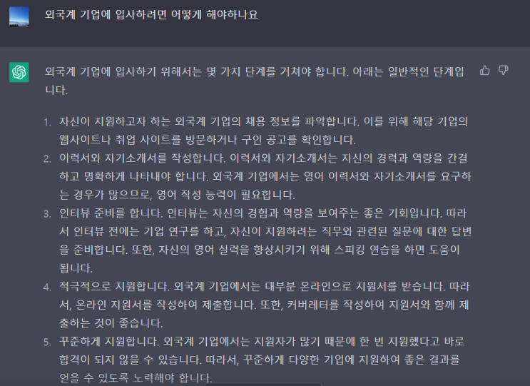  챗 GPT에게 물어본 '외국계 기업에 입사하는 방법'
