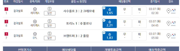 프로토 3/6일 월요일 해축 4경기 올킬 적중 프로토 3/6일 월요일 해축 4경기 올킬 적중
