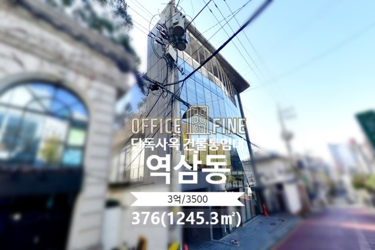  [강남사옥] 신논현역 5분 역삼동 376(1245.3) 단독사옥 건물통임대 [역삼동사옥]
