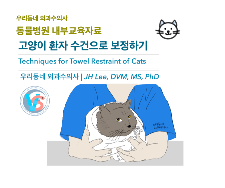  고양이 환자 수건으로 보정하기 (Techniques for Towel Restraint of Cats): 우리동네외과수의사 동물병원내 교육자료
