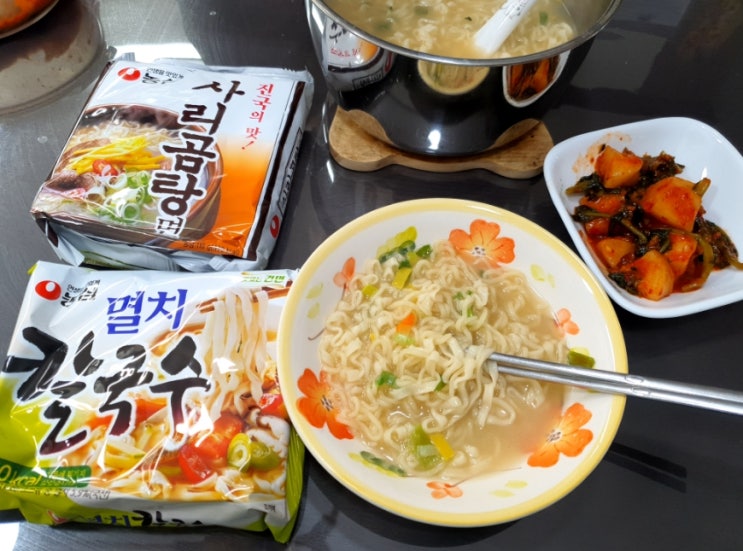  농심 멸치칼국수+사리곰탕 멸치곰탕 레시피 직접 해먹어봤어요!