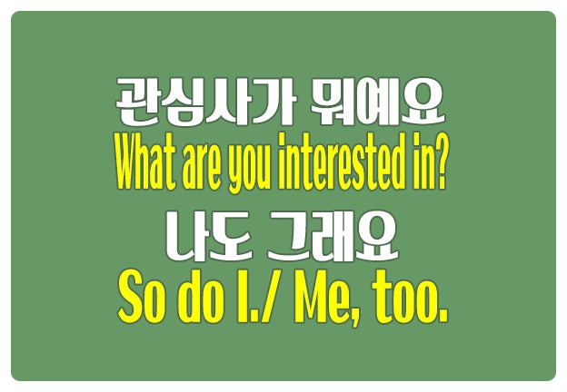 영어로 관심사 묻기  What are you interested in? 동의하기 So do I, Neither