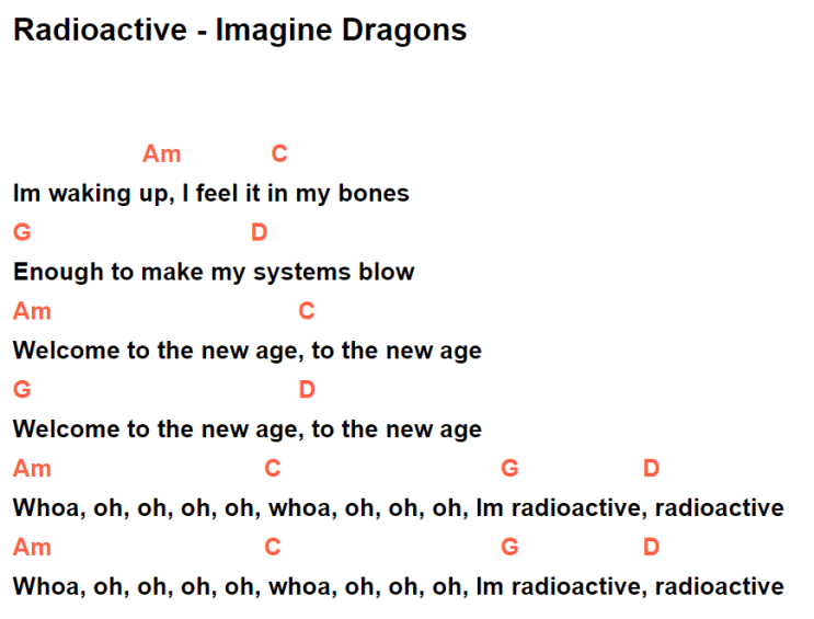 Imagine Dragons - Radioactive [기타 커버/쉬운 코드/가사]