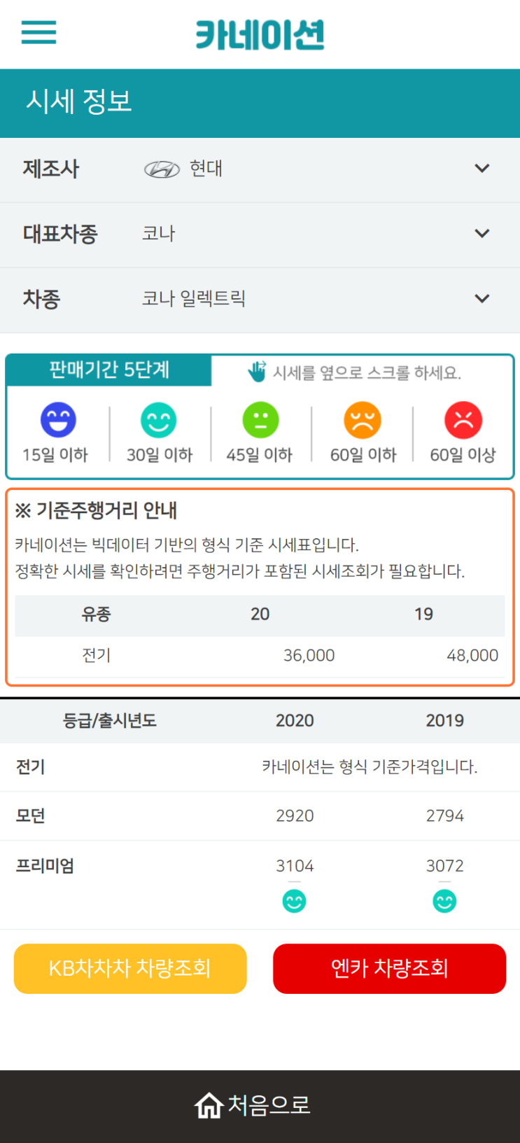 하우머치카 2023년 2월 코나 일렉트릭 중고차시세.가격표