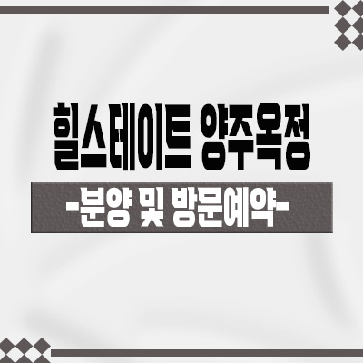  힐스테이트 양주옥정 타운하우스 옥정신도시 파티오포레 블록형 단독주택 내집마련 분양가 잔여세대 평형별 방문예약 안내