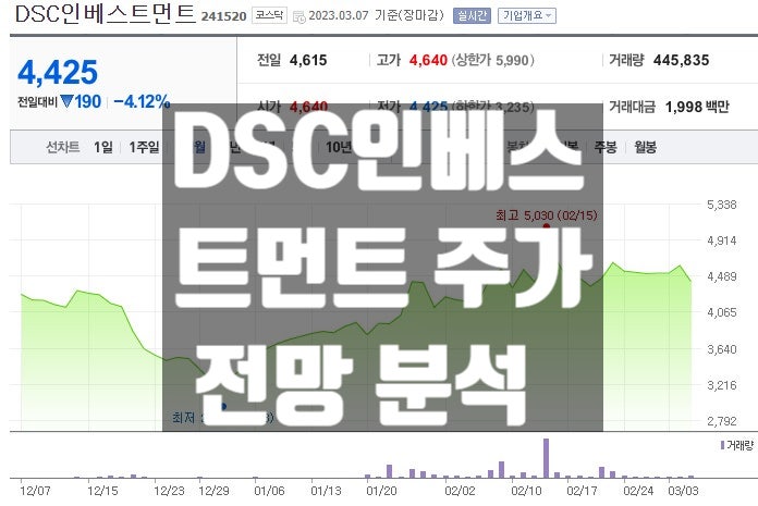  하이니켈 관련주 DSC인베스트먼트 주가 전망