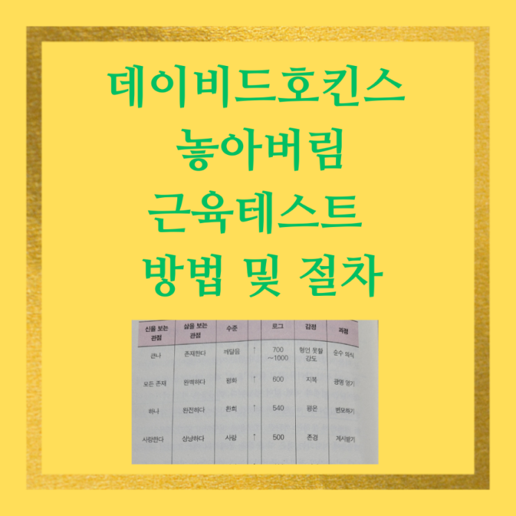 <b>데이비드</b>호킨스의 놓아버림 근육<b>테스트</b> 방법 및 절차 그리고... 