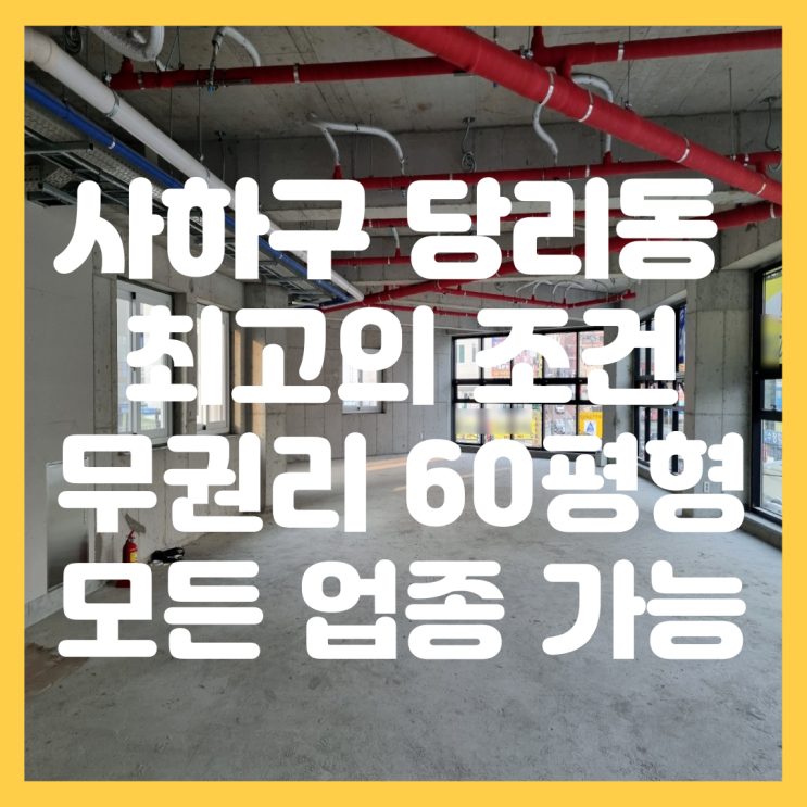  사하구 당리동 무권리 공실 대형 평수 메디컬 스포츠 시설 키즈카페 추천 상가 임대