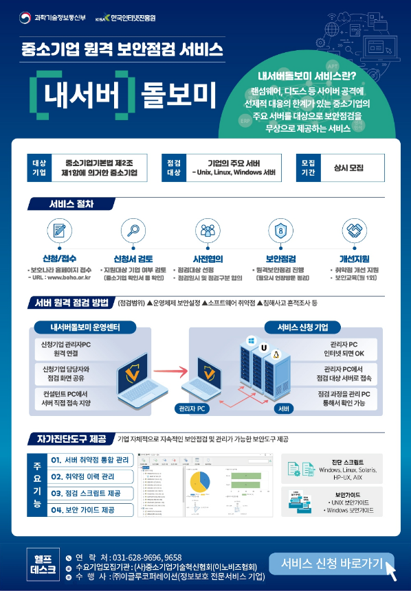2023년 중소기업 원격보안점검 내서버돌보미 서비스 수요기업 모집 공고 2023년 중소기업 원격보안점검 내서버돌보미 서비스 수요기업 모집 공고
