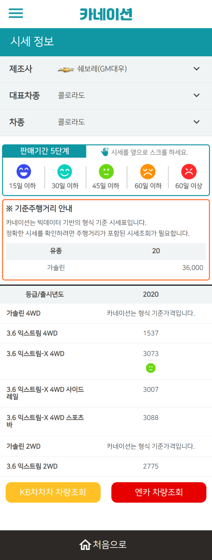 하우머치카 2023년 2월 콜로라도 중고차시세.가격표 하우머치카 2023년 2월 콜로라도 중고차시세.가격표
