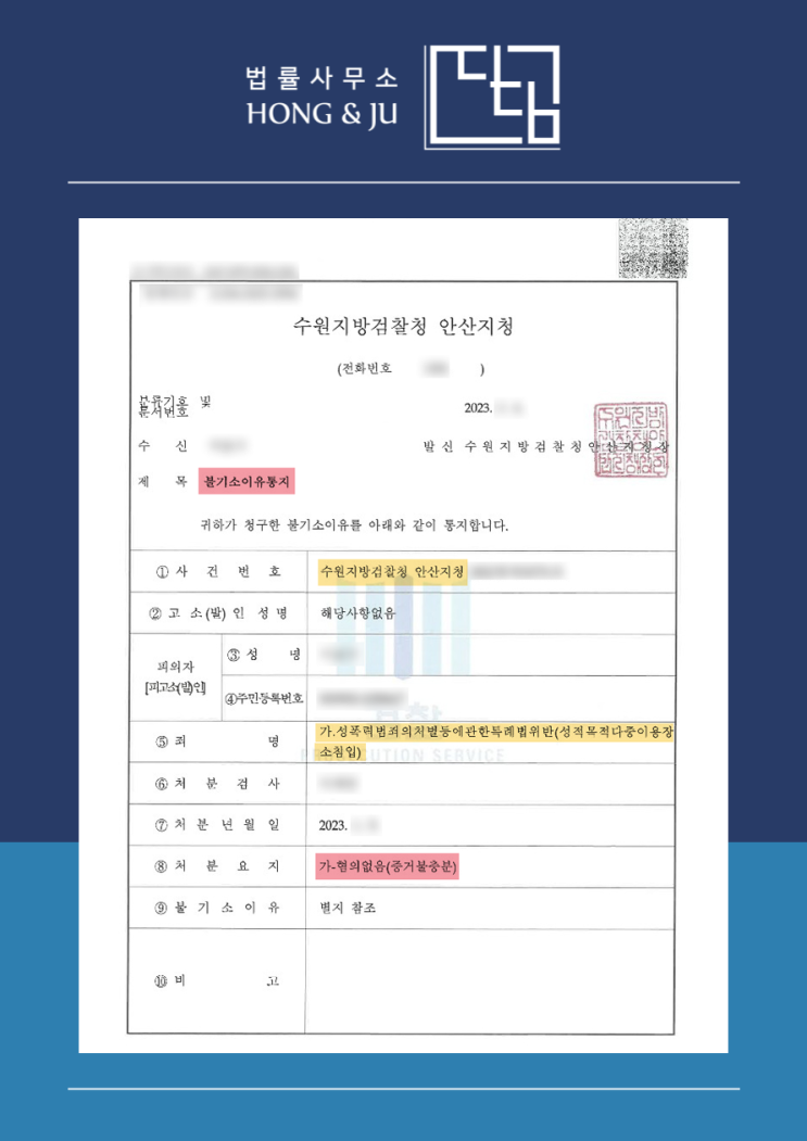  [불기소] 안산 여자화장실 침입 무혐의 받은 사례