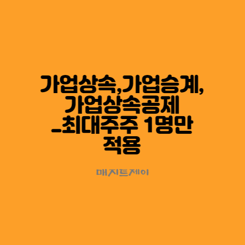  가업상속, 가업승계 가업상속공제요건 중 최초공제 기준(최대주주 중 1명만 가능)을 알아봐요
