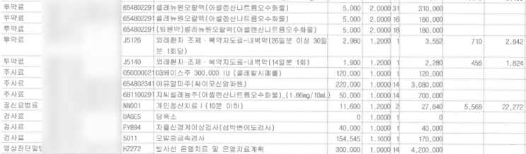 유병자실손, 암요양병원 보장 사례. 고주파온열암치료비용, 싸이모신알파주사, 셀레늄 오랄액 등 청구