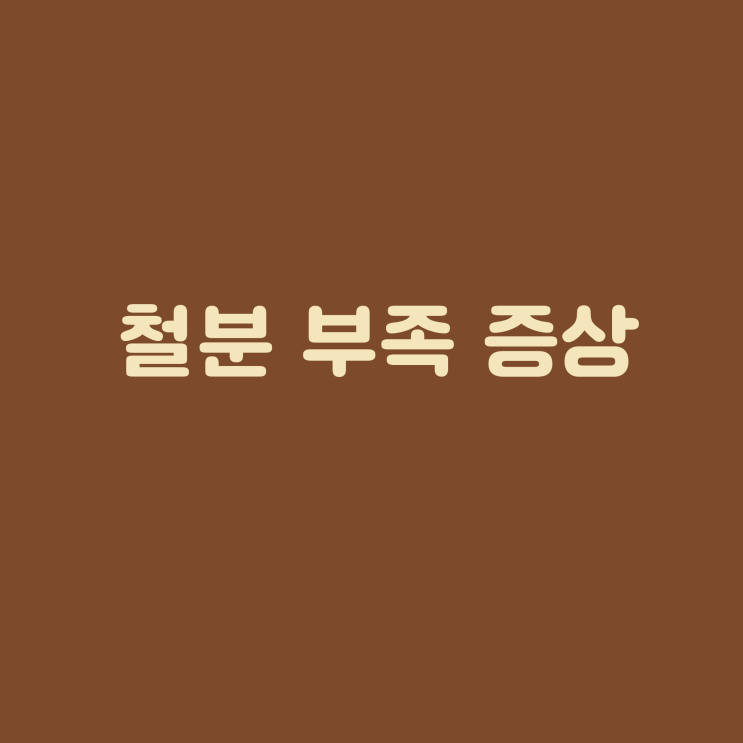  철분이 부족하면?
