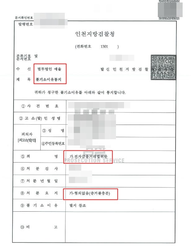 보이스피싱에 연루된 억울한 상황에서 부천전자금융거래법위반변호사