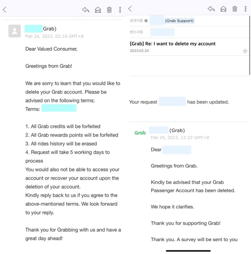 [Grab] 싱가포르 택시 어플 Grab 그랩 탈퇴 방법, 계정 삭제