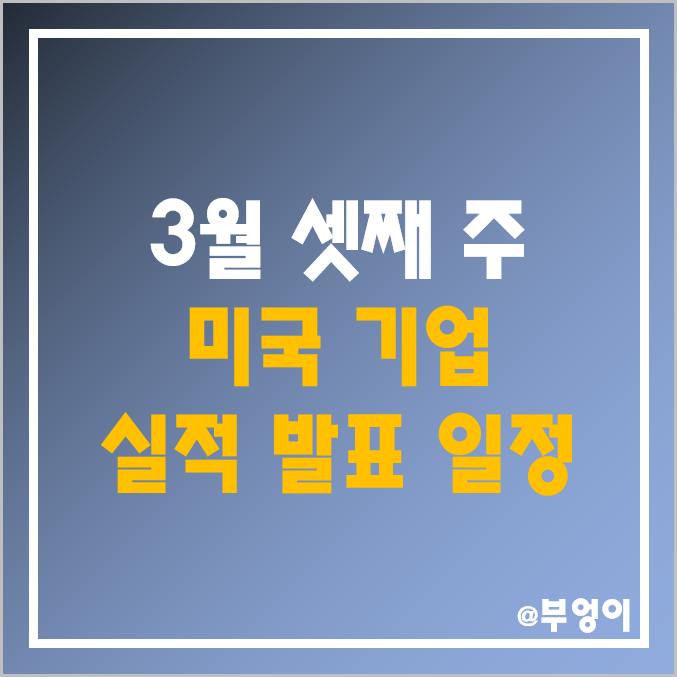 [3월 셋째 주 증시 일정] 미국 기업 실적 발표 캘린더 및 예상치 (어도비 ADBE, 페덱스 FDX)