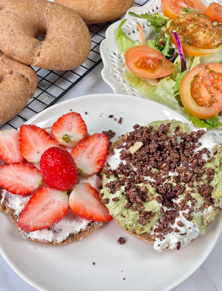  베이글 맛있게 먹는 법, 그릭 요거트 먹는 법 | 베이글 오픈 샌드위치로 맛있는 다이어트 식단, 녹차 요거트 만드는 법