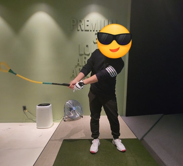  정우현의 셀프스윙마스터 - 실내외, 스크린골프 전, 라운드 전 편리하게 연습할 수 있는 로프 형태의 골프 스윙연습기, 편리한 골프 연습기는 뻔뻔마켓에서