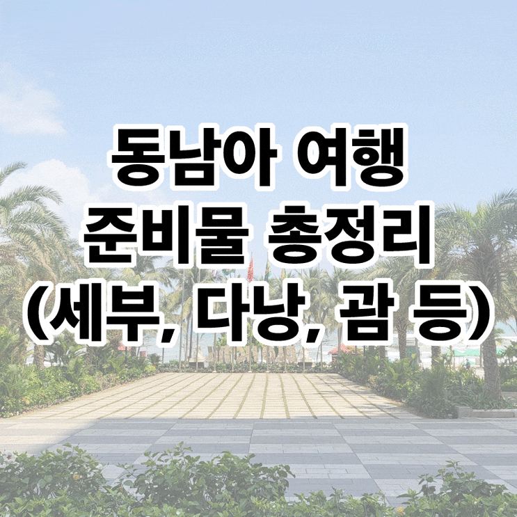  동남아 여행 준비물 목록 정리 (세부, 다낭, 방콕, 사이판, 괌 등)